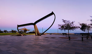 Whale Tail Esperance iconic sculpture sunset.