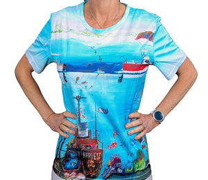 Fishy Tales Front t shirt artwork by Tania Lowe